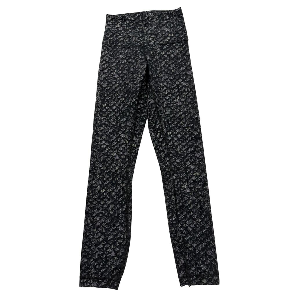 Lululemon Womens Size 4 Gray Black Geometric Print Full Length Leggings‎